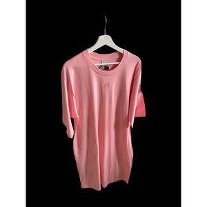 Y2K Nike Women Shirt Dress Oversized Beach Shirt Medium Pink Center Swoosh 90s